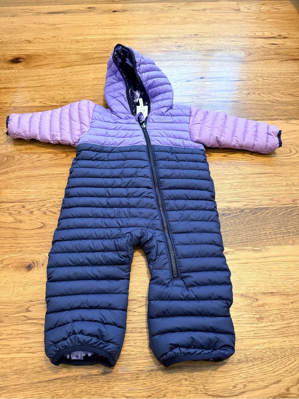 Columbia Purple and Navy Puffer Reversible Bunting